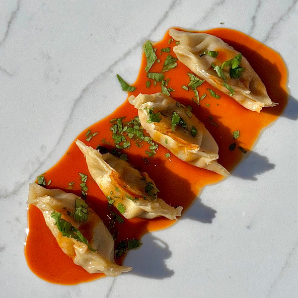 Gyoza de langostinos y Arcal